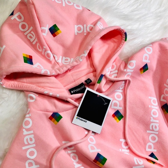 🌈NWT!!! Polaroid Repeat Logo Hoodie Sweatshirt - Picture 2 of 4